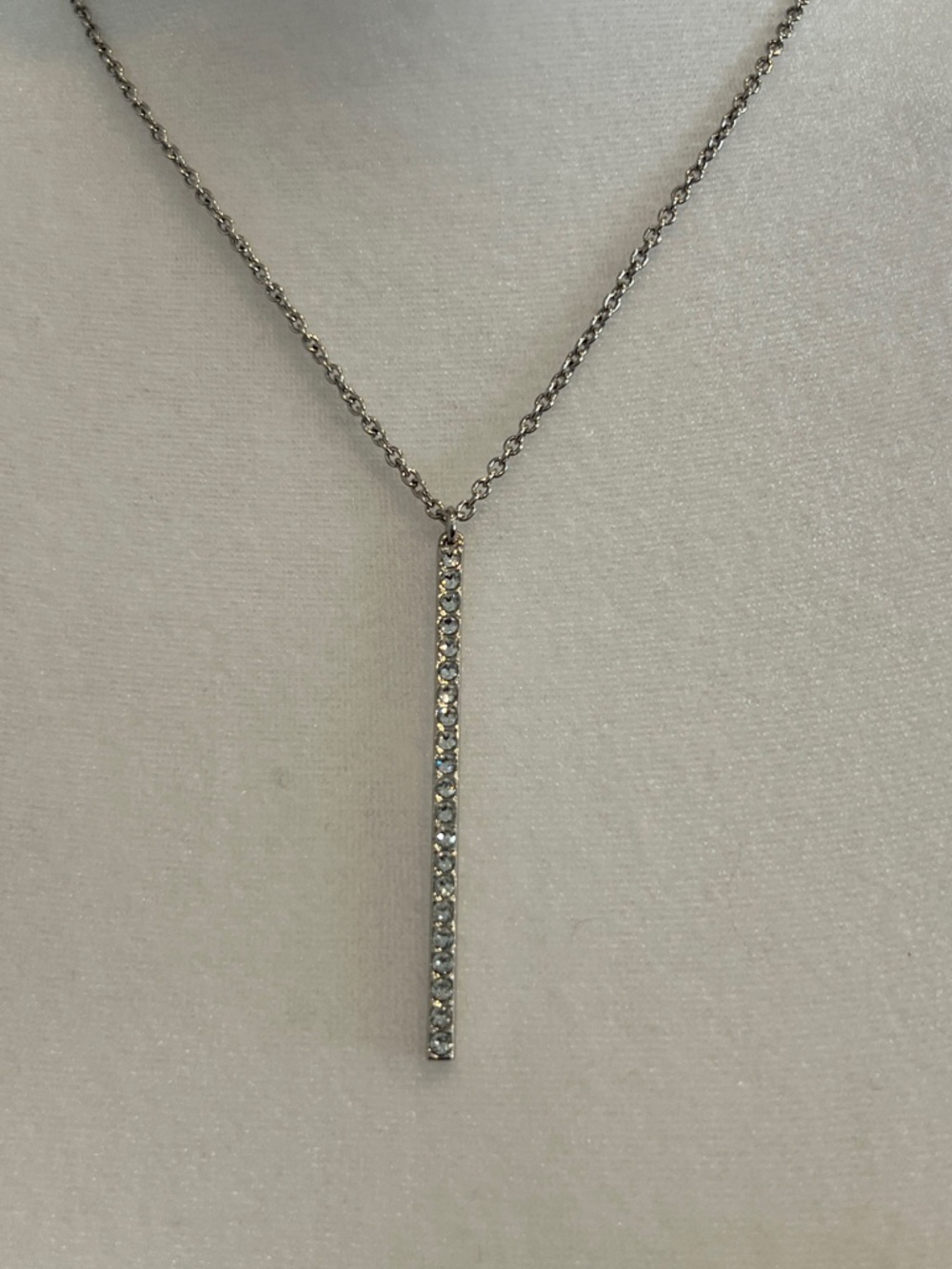 Touchstone Crystal by Swarovski Silver Vertical Bar Pendant Necklace - Picture 10 of 12